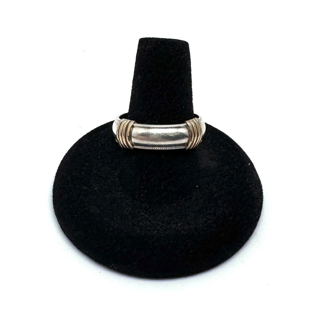 Sterling Silver and Gold Wire Wrapped Band Men’s Ring Size 9